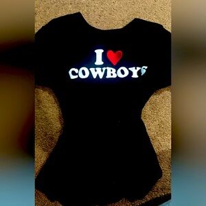 Women’s Black 'I Love Cowboys' T-Shirt VINTAGE souvenir
